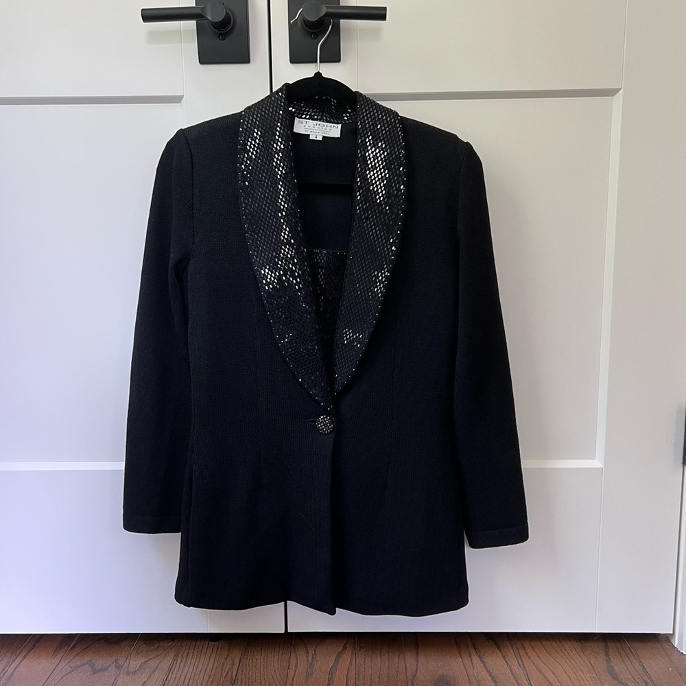 St. John Knit Black Blazer with Sequins